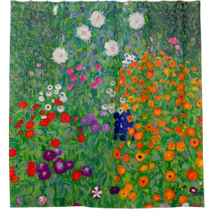 Cortina Para Box Jardim de Algodão Gustav Klimt
