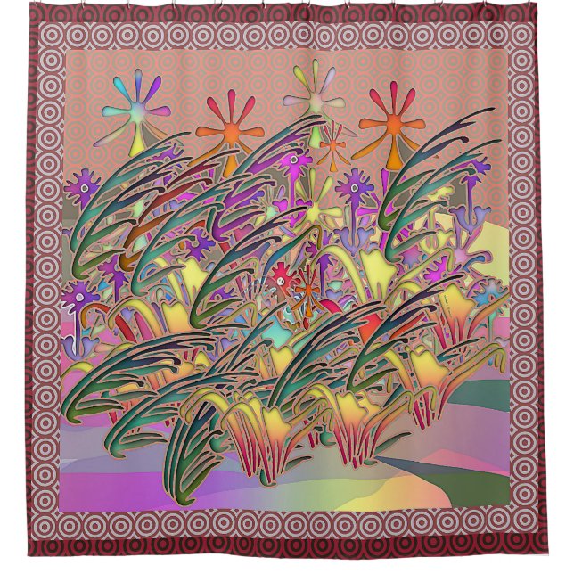 Cortina Para Box Jardim de Flores Exóticas (Frente)