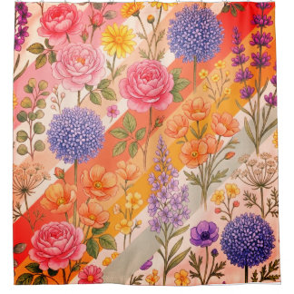 Cortina Para Box Jardim de Listra Diagonal Modern Retro & Aquarela