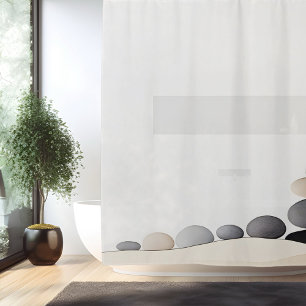 Cortina Para Box Jardim de Pedras Zen em Aquarela Estilo Japonês