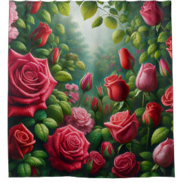 Cortina Para Box "Jardim de Rosa Sunlit: Blooms Beijados por Dew"