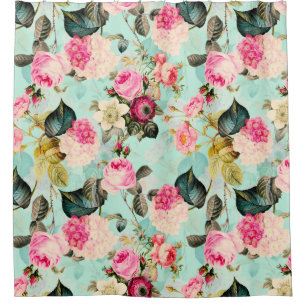 Cortina Para Box Jardim de Rosas do Teal Enchanting Vintage Rococo
