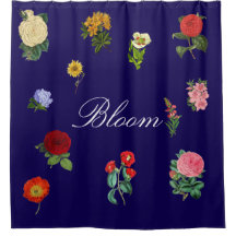 Jardim de Rosas Grandes Florais Vintage Azul