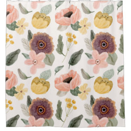 Cortina Para Box Jardim floral elegante l Rosa e branco