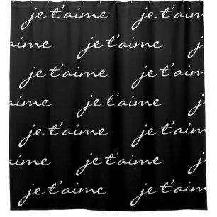 Cortina Para Box je t’aime Eu te amo em francês Chic Black & White
