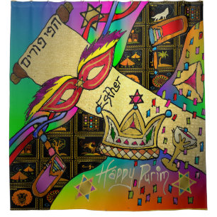 Cortina Para Box Judaica Purim Esther Celebração de Arte Escura Imp