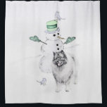 Cortina Para Box Keeshond Christmas Snowman Pinting Art<br><div class="desc">Retrato original de Cachorro Snowman de Natal Keeshond. Especializamo-nos em arte original engraçada e engraçada. Comprar isto para si próprio ou como um presente excelente para os teus amigos de Keeshond. Seja criativo - clique em PERSONALIZAR para adicionar/remover/alterar texto, redimensionar a imagem, alterar as cores ou qualquer outra coisa que...</div>