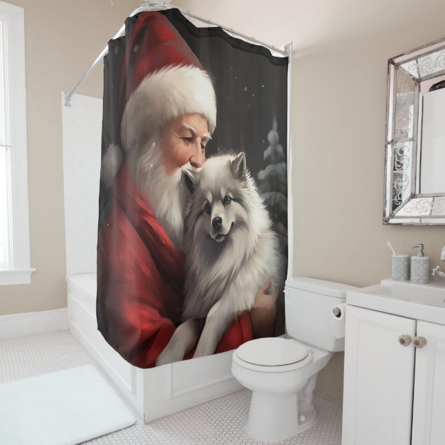 Cortina Para Box Keeshond com Papai Noel Natal Festivo (In Situ)