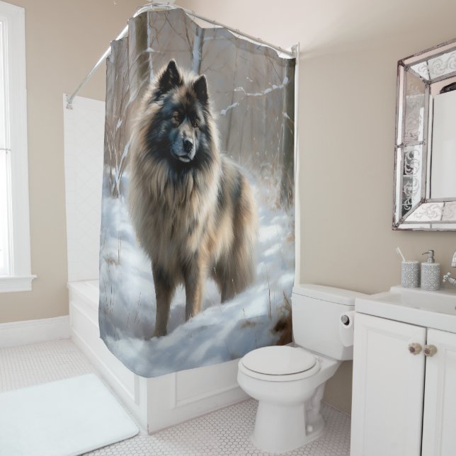 Cortina Para Box Keeshond Deixe Nevar Natal (In Situ)