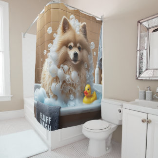 Cortina Para Box Keeshond Desleixado Sonolento Fofo Engraçado