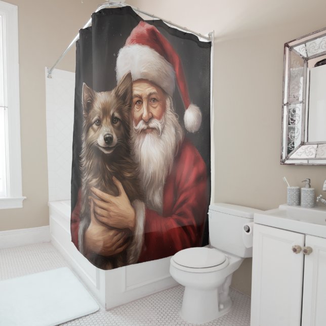 Cortina Para Box Kelpie australiano com o Papai Noel no Natal (In Situ)