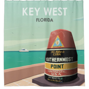 Cortina Para Box Key West Florida Mile Zero Viagens vintage