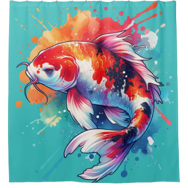 Cortina Para Box Koi Fish Watercolor (Frente)