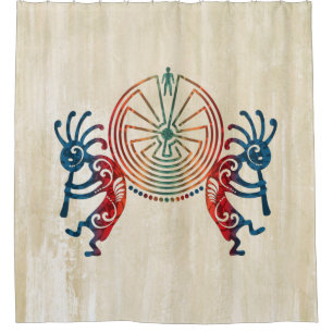 Cortina Para Box KOKOPELLI/HOMEM NO LABIRINTO colorido + suas