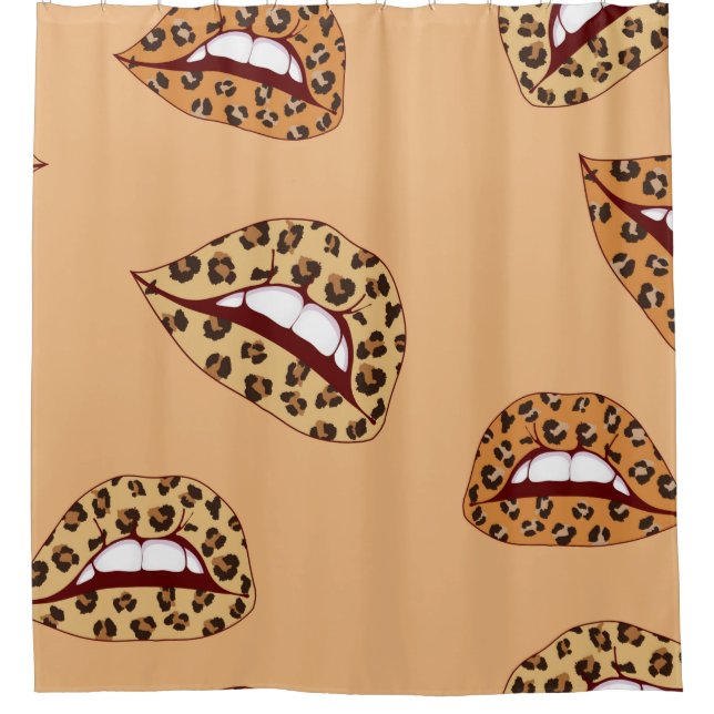 Cortina Para Box Lábios de impressão leopardo com padrão uniforme,  (Frente)