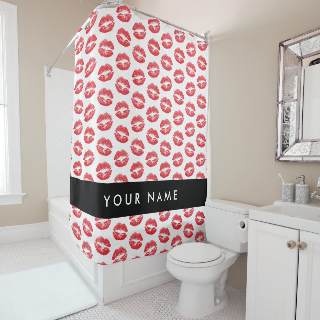 Cortina Para Box Lábios Vermelhos, Beijo, Batom, Seu Nome, Personal (In Situ)