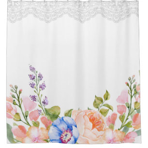 Cortina Para Box Laço floral da peônia do primavera do chique