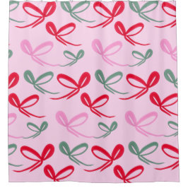 Cortina Para Box Laços de Natal Cor Reversível