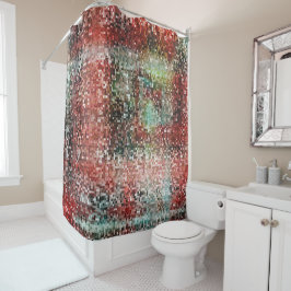 Cortina Para Box Ladrilho vermelho manchado com spray tinta