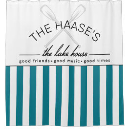 Cortina Para Box Lake House Good Friends Music Times Blue Stripe