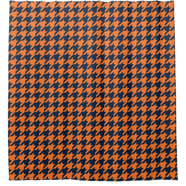 Cortina Para Box Laranja/azuis marinhos Houndstooth (Frente)