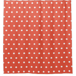 Cortina Para Box Laranja e Branco de Bolinhas