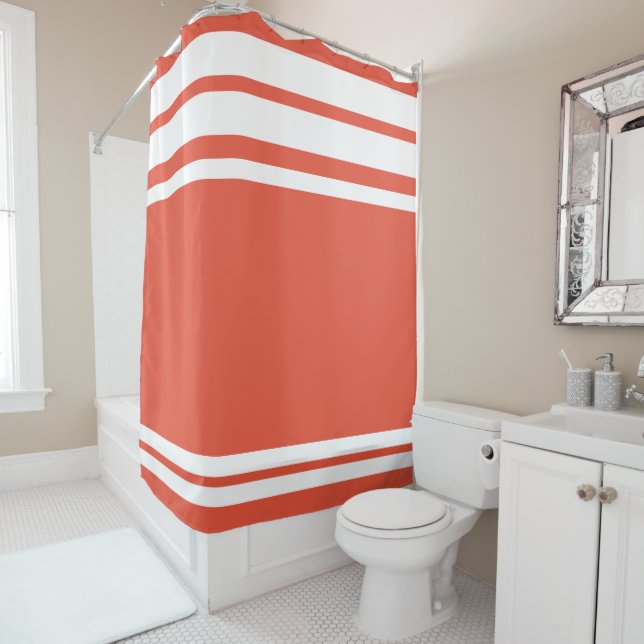 Cortina Para Box Laranja Vermelho : Linhas Modernas em Branco (In Situ)