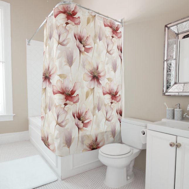 Cortina Para Box Lavanda de Creme Floral de Burgundy (In Situ)