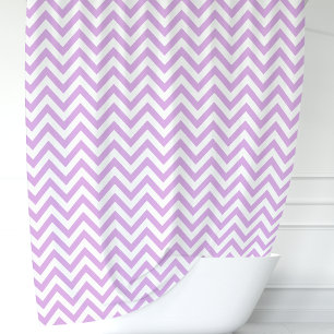 Cortina Para Box Lavanda e Chevron Branco