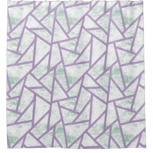 Cortina Para Box Lavanda e teste padrão de mosaico verde pálido