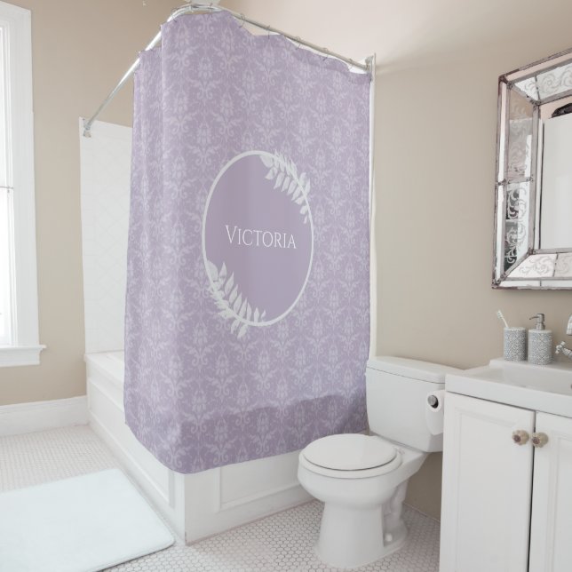 Cortina Para Box Lavanda Elegante Damask Personalizado (In Situ)