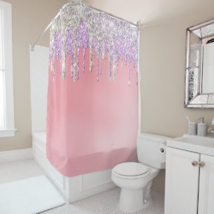 Cortina Para Box *~* Lavanda rosa cor-de-rosa Dourada Glitter Drive