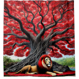 Cortina Para Box Leão de Mancha Vermelha