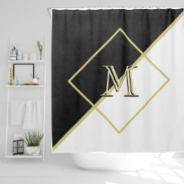 Cortina Para Box Leather Preta Parece Branco Dourado Monograma de 3