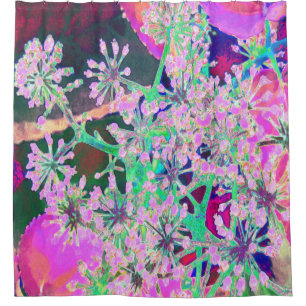 Cortina Para Box Legal Abstrato na Natureza a Rosa e Verde limão