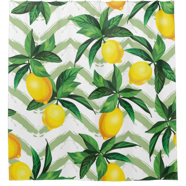 Cortina Para Box Lemon zigzag: modelo desenhado à mão. (Frente)