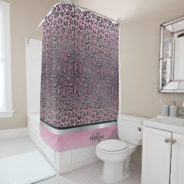 Cortina Para Box Leopardo brilhante impresso a rosa quente