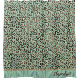 Cortina Para Box Leopardo brilhante impresso em verde brilhante