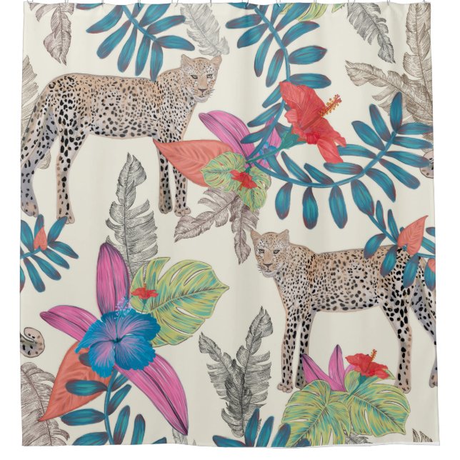 Cortina Para Box Leopardo puxado pela mão  (Frente)