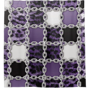 Cortina Para Box Leopardo ultravioleta sem costura e corrente prate