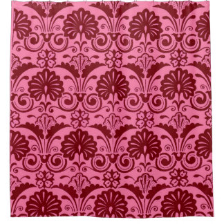 Cortina Para Box leque rosa e estampa de folhas