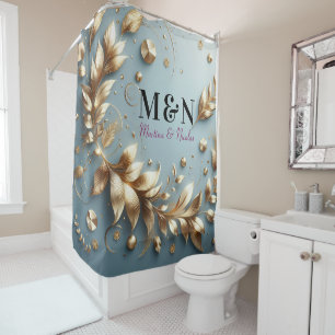 Cortina Para Box Letra Moderna de Casamento Nupcial com Monograma P