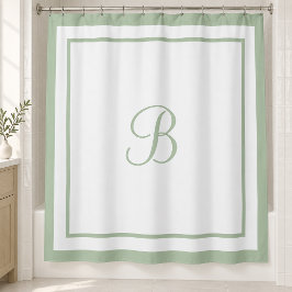 Cortina Para Box Letra Monograma do Script de Borda Verde Elegante