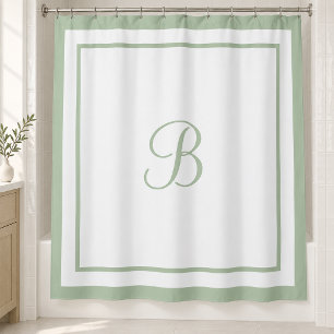Cortina Para Box Letra Monograma do Script de Borda Verde Elegante