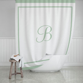 Cortina Para Box Letra Monograma do Script de Borda Verde Elegante