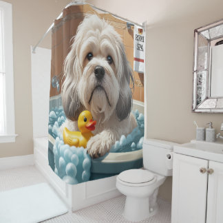 Cortina Para Box Lhasa Apso Desleixado Sonolento Fofo Engraçado 