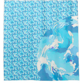 Cortina Para Box Light blue & White Ocean Abstract Art