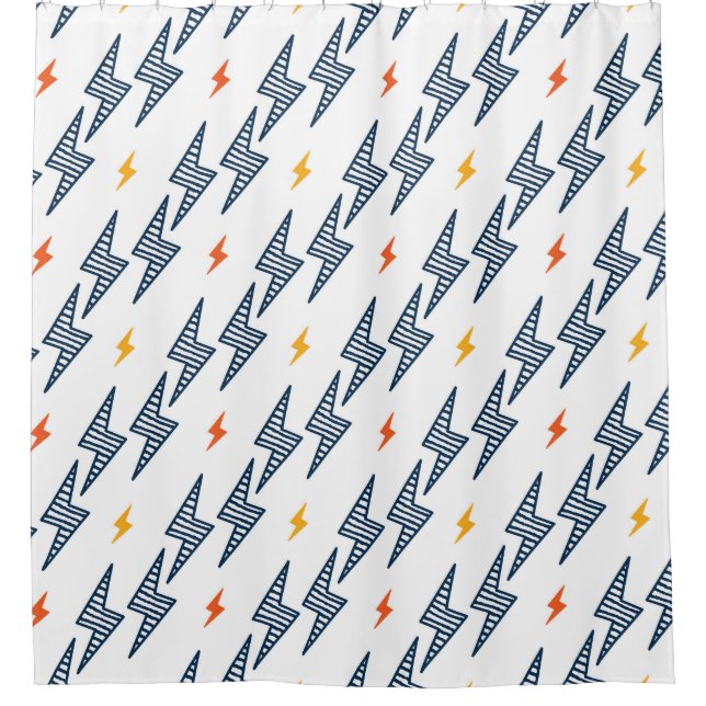 Cortina Para Box Lightning Bolts Doodle Seamless Flash (Frente)
