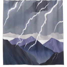 Cortina Para Box Lightning Storm | Watercolor Dark Mountains