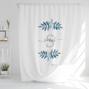 Cortina Para Box Lilac Watercolor Monograma Floral